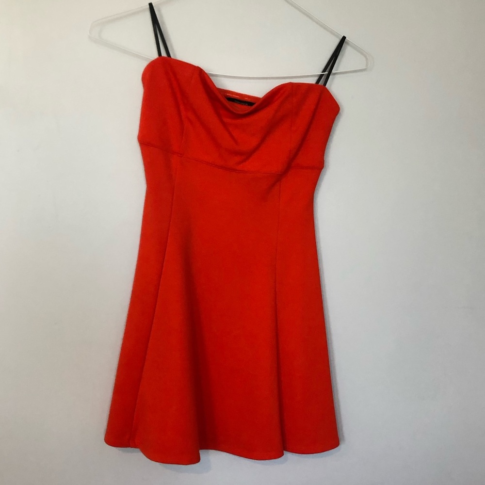 Red/orange strapless mini dress worn once